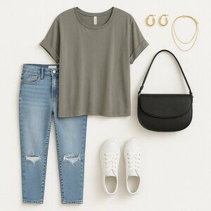 Stylus Gray Oversized Short Sleeve Top – Women’s - L